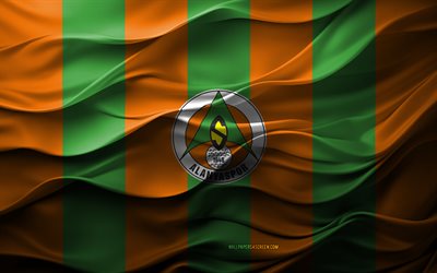 4k, alanyaspor logosu, yeşil turuncu 3d arka plan, süper lig, alanyaspor amblemi, türk futbol takımı, alanyaspor bayrağı, 3d doku, türkiye, alanyaspor fc, futbol, alanyaspor
