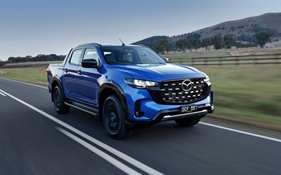 mazda bt 50 sp, 4k, carretera, 2025 autos, au especificación, camionetas, azul mazda bt 50, 2025 mazda bt 50, autos japoneses, mazda bt 50, mazda
