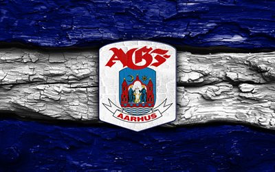 오르후스 gf 나무 로고, 4k, 파란색 흰색 나무 배경, 덴마크 수페르리가, 축구, 오르후스 gf 로고, 오르후스 gf 엠블럼, 오르후스 gf, 오르후스 체조경기대회, 덴마크 축구 클럽, 오르후스 fc