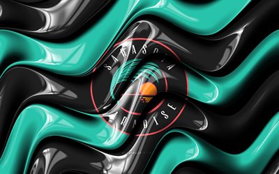 logotipo 3d del paraíso de sarasota, 4k, ondas 3d turquesas negras, liga uno de la usl, fútbol americano, bandera del paraíso de sarasota, creativo, logotipo del paraíso de sarasota, club de futbol americano, fútbol, paraíso de sarasota