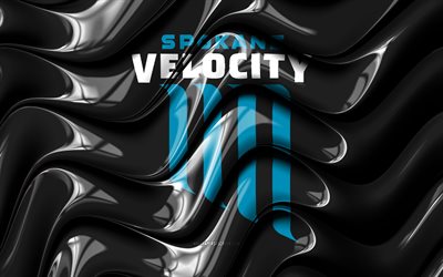 logotipo 3d de velocidad de spokane, 4k, ondas negras 3d, liga uno de la usl, fútbol americano, bandera de velocidad de spokane, creativo, logotipo de velocidad de spokane, club de futbol americano, fútbol, velocidad de spokane
