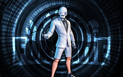 ghost beach brawler fortnite, 4k, sininen spiraali tausta, fortnite, luova, ghost beach brawler skin, fortnite ghost beach brawler skin, ghost beach brawler, fortnite hahmot