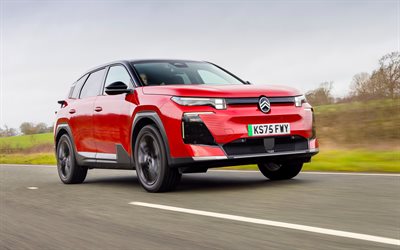 citroen e c5 aircross, 4k, yol, 2026 araba, geçitler, birleşik krallık'a özel, kırmızı citroen e c5 aircross, elektrikli arabalar, 2026 citroen e c5 aircross, citroen