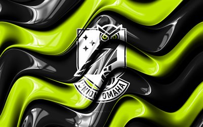 logotipo 3d de unión omaha sc, 4k, ondas 3d verdes negras, liga uno de la usl, fútbol americano, bandera de unión omaha sc, creativo, logotipo de unión omaha sc, club de futbol americano, fútbol, unión omaha sc