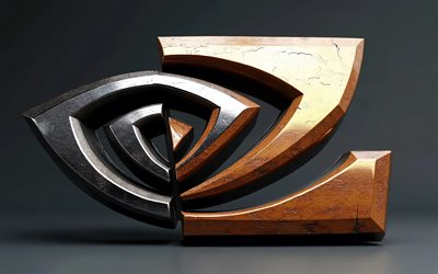 nvidia 木製金属ロゴ, 4k, ミニマルシム, 暗い背景, クリエイティブ, nvidia 2 つのマテリアルのロゴ, nvidia 3d ロゴ, エレクトロニクスブランド, nvidiaのロゴ, エヌビディア