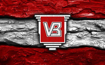 vejle bk 나무 로고, 4k, 빨간색 흰색 나무 배경, 덴마크 수페르리가, 축구, 바일레 bk 로고, 바일레 bk 엠블럼, 베일레 bk, 덴마크 축구 클럽, 바일레 fc