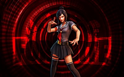 ihmisen tsuki fortnite, 4k, punainen spiraali tausta, fortnite, luova, ihmisen tsukin iho, fortnite human tsuki skin, ihmisen tsuki, fortnite hahmot