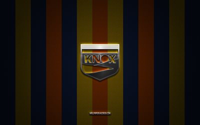 un logotipo de knoxville sc, club de fútbol americano, liga uno de la usl, fondo de carbono azul rojo, un emblema de knoxville sc, fútbol, uno de knoxville sc, eeuu