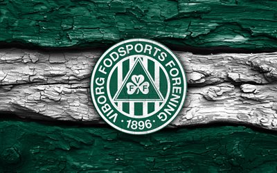 viborg ff 나무 로고, 4k, 녹색 흰색 나무 배경, 덴마크 수페르리가, 축구, 비보르 ff 로고, 비보르 ff 엠블럼, 비보르 ff, 덴마크 축구 클럽, 비보르 fc