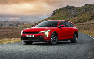 kia k4 pure, 4k, phares, 2026 voitures, route, spécifications britanniques, kia k4 rouge, extérieur, kia k4, kia k4 2026, voitures sud coréennes, kia
