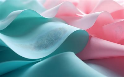 ondas 3d rosa turquesa, 4k, arte em tecido, projeto de materiais, arte 3d, abstração rosa turquesa, curvas 3d rosa turquesa, fundo ondulado abstrato, curvas abstratas, obra de arte, ondas abstratas, fundos abstratos