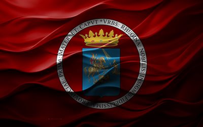 4k, bandeira de reggio calábria, cidades da itália, bandeira 3d de reggio calábria, itália, textura 3d, régio da calábria, dia de reggio calábria, símbolos nacionais italianos, arte 3d, bandeira da cidade de reggio calábria