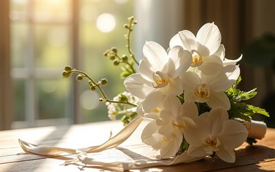 bouquet de mariage d'orchidées blanches, bouquet de mariée, orchidées blanches, bouquet de mariage blanc, idées de mariage, bouquet d'orchidées, mariage, orchidées