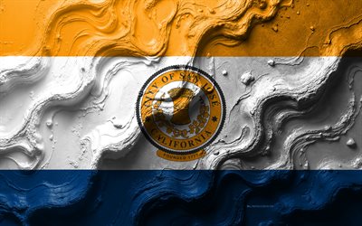 san jose flagga, 4k, sten våg textur, amerikanska städers flaggor, san joses flagga, 3d san jose flagga, usa, san jose stadens flagga, san jose stads flagga, san jose, kalifornien