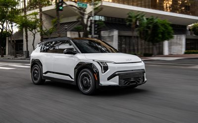 2027, kia ev3, 4k, vue de face, extérieur, voitures électriques, kia ev3 blanche, nouvelle kia ev3 2027, multisegment électrique, voitures sud coréennes, kia