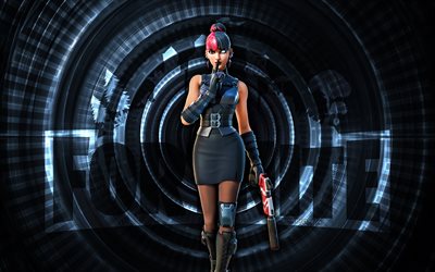 kor fortnite, 4k, sininen spiraali tausta, fortnite, luova, kor skin, fortnite kor skin, kor, fortnite hahmot