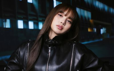 lisa, 4k, escuridão, k pop, blackpink, jaqueta de couro, cantor tailandês, pranpriya manobal, cantores populares, lalisa manobal, celebridade tailandesa, estrelas da música, lisa blackpink, sessão fotográfica de pranpriya manobal