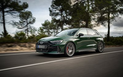 2026, audi rs3 compétition limitée, 4k, vue de face, extérieur, berline verte, audi rs3 verte, réglage de l'audi rs3, nouvelle audi rs3 2026, voitures allemandes, audi