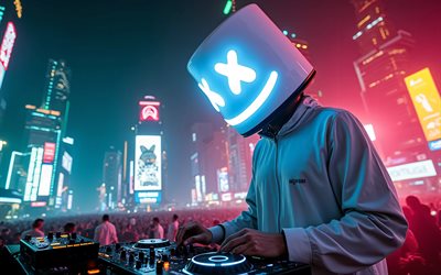 4k, dj 마시멜로, 단계, 밤, dj 콘솔, 크리스토퍼 콤스톡, 음악 스타, 인기 가수, 미국 dj, 슈퍼스타, 마시멜로, dj, 마시멜로 4k