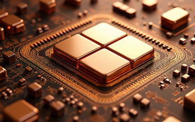 Microsoft bronze metal logo, Windows 11 bronze logo, Microsoft bronze logo, 4k, Windows 11 logo, Windows 11 emblem, Microsoft, Windows logo, Windows 11, Windows, Windows 11 sign