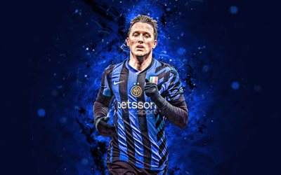 Piotr Zielinski, 4k, blue neon lights, Inter Milan, Serie A, polish footballers, Piotr Zielinski 4K, football, soccer, Internazionale, Inter, Piotr Zielinski Inter Milan