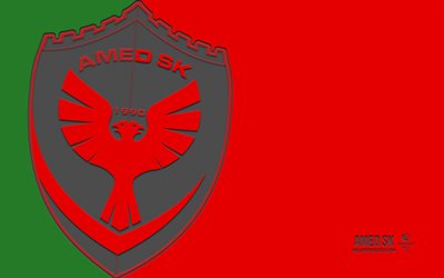 Amed SK logo, 4k, red green background, carbon art, Amed SK emblem, Turkish football club, Super Lig, Turkey, Amed SK, football, Amed