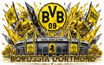 Borussia Dortmund logo, 4k, German football club, Borussia Dortmund, crystal art, Borussia Dortmund emblem, Signal Iduna Park, BVB, Germany, football, Bundesliga, BVB logo
