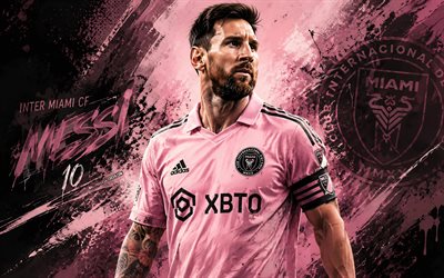 4k, Lionel Messi, pink grunge background, Inter Miami CF, MLS, Argentine footballers, fan art, Lionel Messi 4k, football, Inter Miami logo, creative, soccer, Inter Miami, Leo Messi, Lionel Messi art, Major League Soccer, Lionel Messi Inter Miami