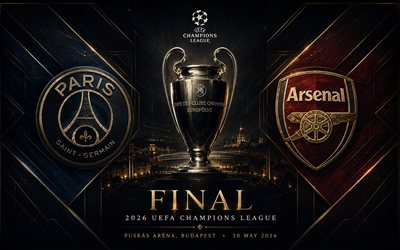 2026 UEFA Champions League final, PSG vs Arsenal FC, luxury art, PSG, Arsenal FC, Champions League, neon art, final, Paris Saint-Germain vs Arsenal, Paris Saint-Germain, Puskas Arena, Budapest, football