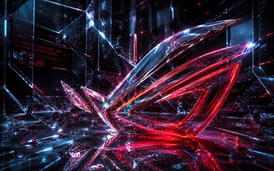 Asus ROG logo, 4K, crystal technology background, Republic of Gamers, Asus ROG crystal logo, Asus ROG 3D logo, Asus ROG emblem, ROG logo, ROG, Asus ROG