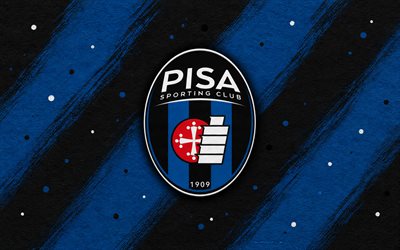 Pisa SC logo, 4k, blue black paint background, Pisa SC, Italian football club, Pisa SC emblem, Serie A, Italy, Pisa