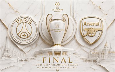 final de la liga de campeones de la uefa 2026, psg vs arsenal fc, arte de mármol, psg, arsenal fc, liga de campeones, fondo de mármol, parís saint germain vs arsenal, parís saint germain, estadio puskás, budapest, fútbol americano