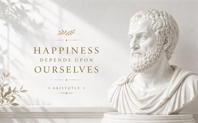 onnellisuus riippuu meistä itsestämme, aristoteles, motivaatio, aristoteleen marmorinen rintakuva, inspiraatiota, aristoteleen lainaukset, onnellisuus