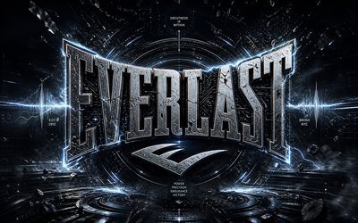 everlast 3d logo, 4k, tumma futuristinen tausta, luova, värikkäät neonsäteet, everlast metallilogo, everlast futuristinen logo, muotimerkit, everlast logo, everlast