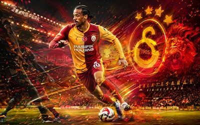 leroy sane, galatasaray sk, fanitaidetta, kastanjanruskea abstrakti digitaalinen tausta, leroy sane galatasaray sk, luovaa taidetta, galatasaray sk logo, leroy sane galatasaray, jalkapallo, galatasaray