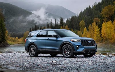 2025, ford explorer, 4k, frontansicht, äußerlich, blue ford explorer, neuer ford explorer 2025, suv, blue explorer 2025, amerikanische autos, ford