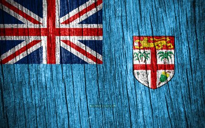 4k, 피지의 국기, 피지의 날, 오세아니아, 나무 질감 깃발, 피지 국기, 피지 국가 상징, 오세아니아 국가, 피지