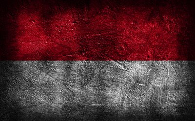 4k, l indonésie drapeau, la texture de la pierre, le drapeau de l indonésie, la pierre de fond, le drapeau indonésien, l art grunge, l indonésie symboles nationaux, l indonésie