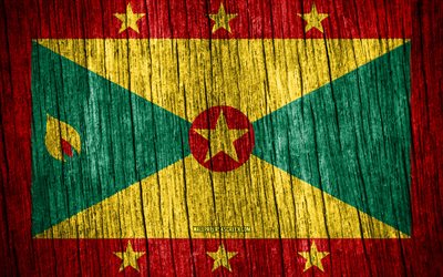 4K, Flag of Grenada, Day of Grenada, North America, wooden texture flags, Grenadian flag, Grenadian national symbols, North American countries, Grenada flag, Grenada
