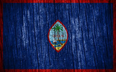 4k, 괌의 국기, 괌의 날, 오세아니아, 나무 질감 깃발, 괌 국기, 괌 국가 상징, 오세아니아 국가, 괌