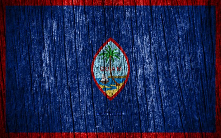 4K, Flag of Guam, Day of Guam, Oceania, wooden texture flags, Guam flag, Guam national symbols, Oceanian countries, Guam