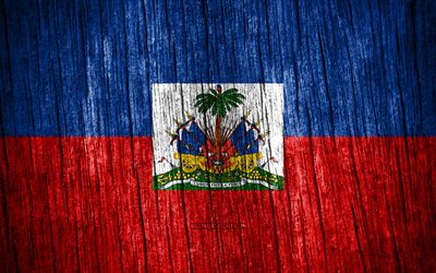 4k, 아이티의 국기, 아이티의 날, 북아메리카, 나무 질감 깃발, 아이티 국기, 아이티 국가 상징, 북미 국가, 아이티