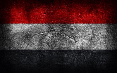 4k, jemenin lippu, kivirakenne, kivi tausta, grunge-taide, jemenin kansalliset symbolit, jemen