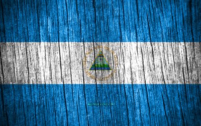 4K, Flag of Nicaragua, Day of Nicaragua, North America, wooden texture flags, Nicaraguan flag, Nicaraguan national symbols, North American countries, Nicaragua flag, Nicaragua
