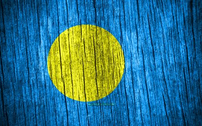 4K, Flag of Palau, Day of Palau, Oceania, wooden texture flags, Palau flag, Palau national symbols, Oceanian countries, Palau