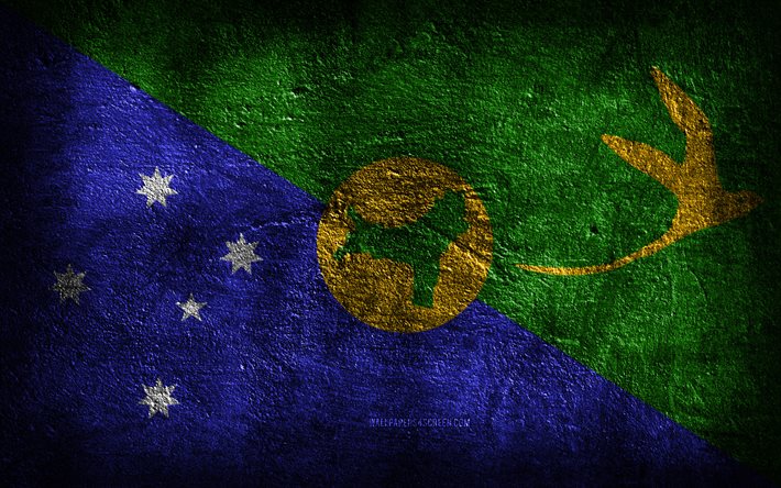 4k, Christmas Island flag, stone texture, Flag of Christmas Island, stone background, grunge art, Christmas Island national symbols, Christmas Island