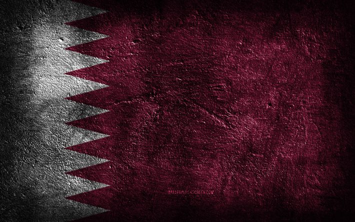 4k, le drapeau du qatar, la texture de la pierre, la pierre de fond, l art grunge, les symboles nationaux du qatar, le qatar