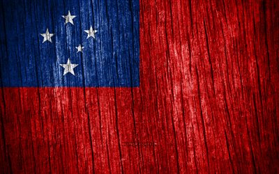 4K, Flag of Samoa, Day of Samoa, Oceania, wooden texture flags, Samoa flag, Samoa national symbols, Oceanian countries, Samoa