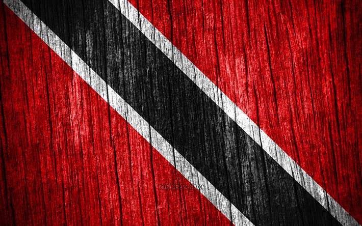 4K, Flag of Trinidad and Tobago, Day of Trinidad and Tobago, North America, wooden texture flags, Trinidad and Tobago flag, Trinidad and Tobago national symbols, North American countries, Trinidad and Tobago