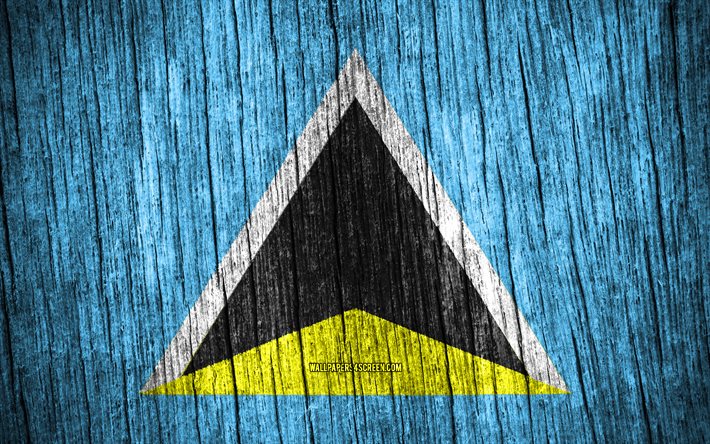 4K, Flag of Saint Lucia, Day of Saint Lucia, North America, wooden texture flags, Saint Lucian flag, Saint Lucian national symbols, North American countries, Saint Lucia flag, Saint Lucia